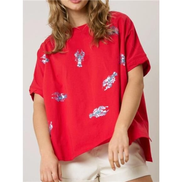 Sequin Lobster Round Neck T-Shirt - Picture 14 of 16